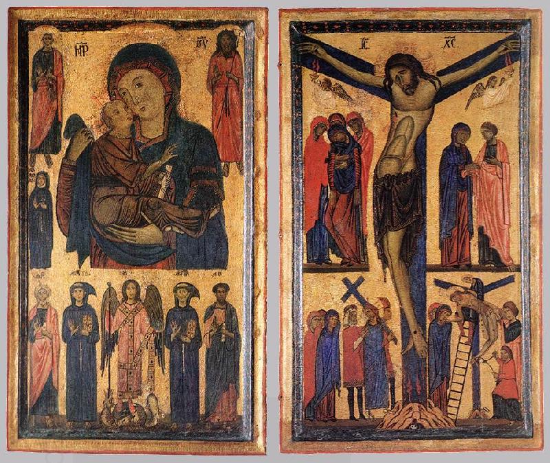 BERLINGHIERI, Bonaventura Madonna and Child with Saints and Crucifixion
